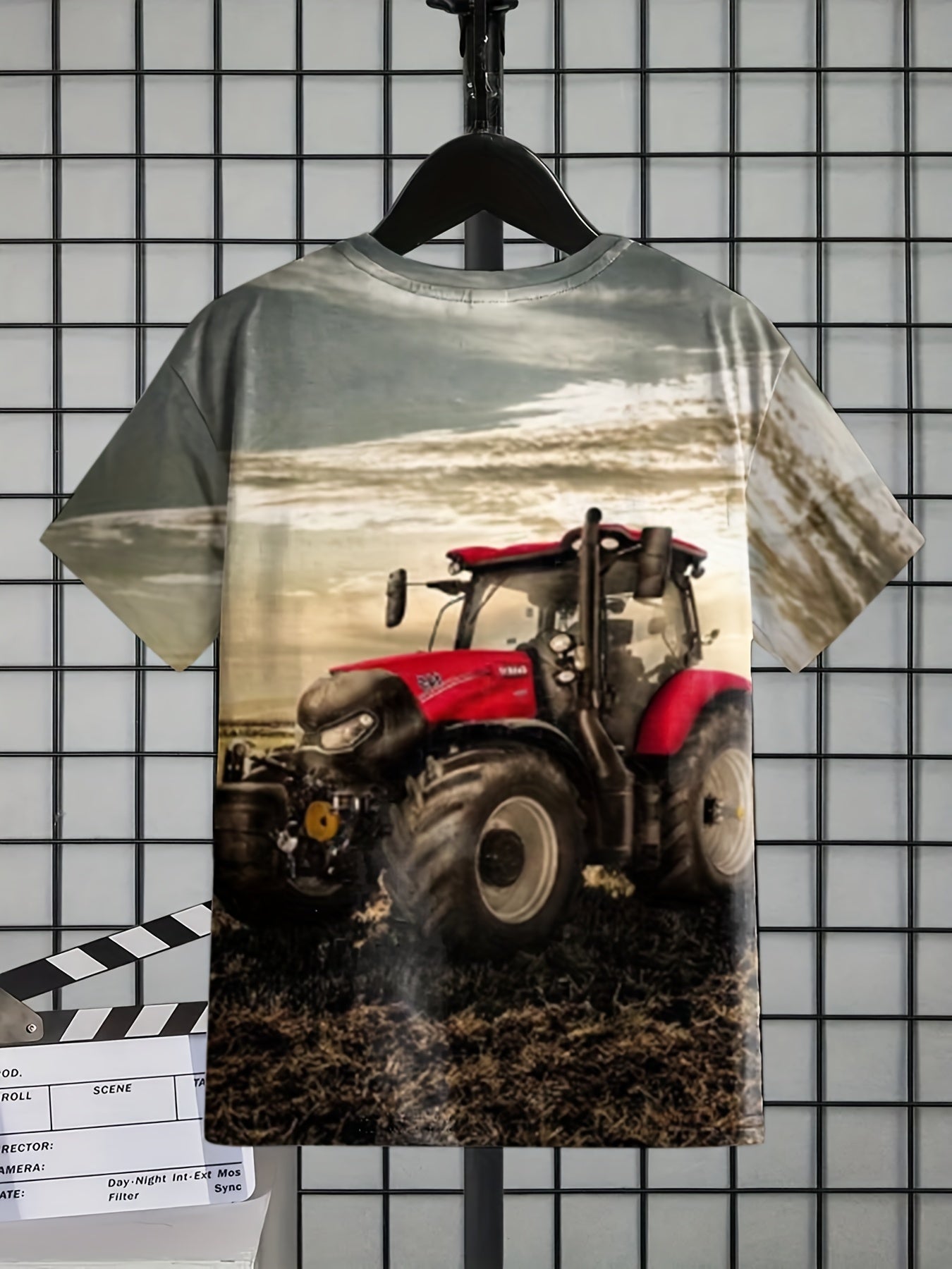 Boys' 3D Tractor Graphic T-Shirt for Summer Outdoor Fun