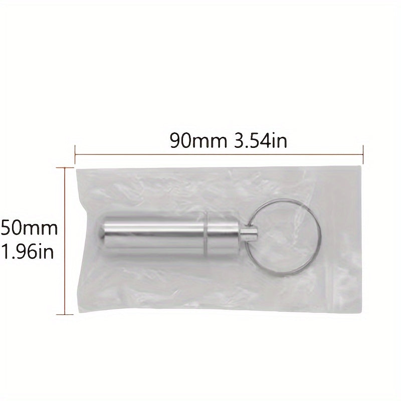 Stainless Steel Waterproof Pill Case Keychain - Outdoor Travel Camping Holder