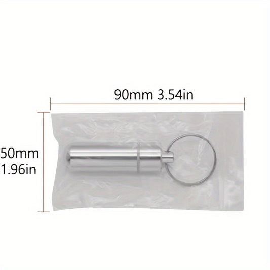 Stainless Steel Waterproof Pill Case Keychain - Outdoor Travel Camping Holder