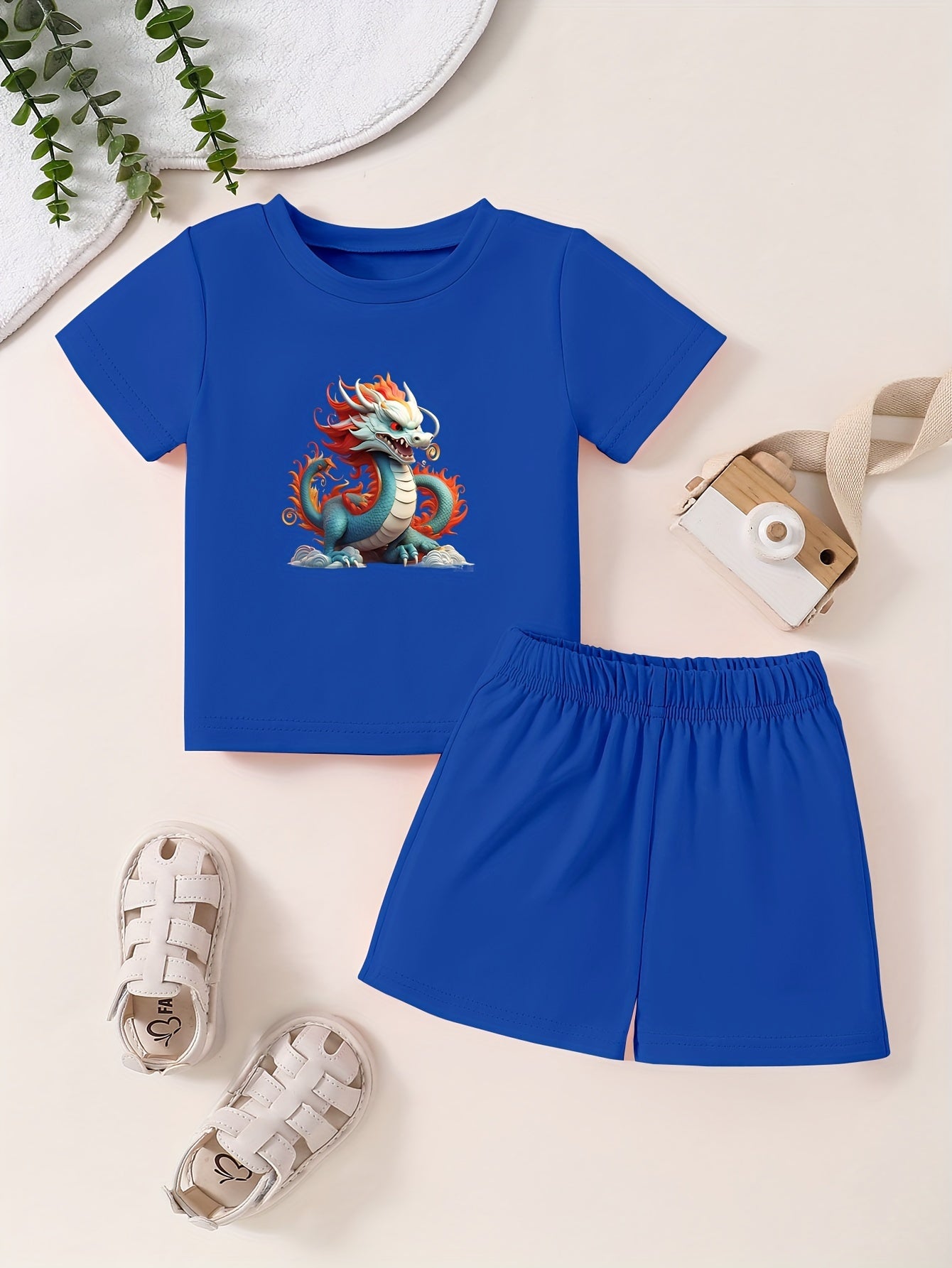Cartoon Dragon Toddler 2pcs Summer Clothing Set