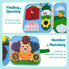 AMIBOX Interactive Farm Animals & Fruits Educational Storybook Quiet Book
