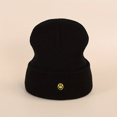Sport Knit Beanie Hat with Smile Embroidered Warm Ski Cold Hat