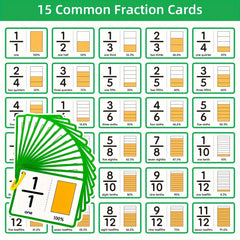 15 Double sided Fraction Cards Common Fraction Learning Tools