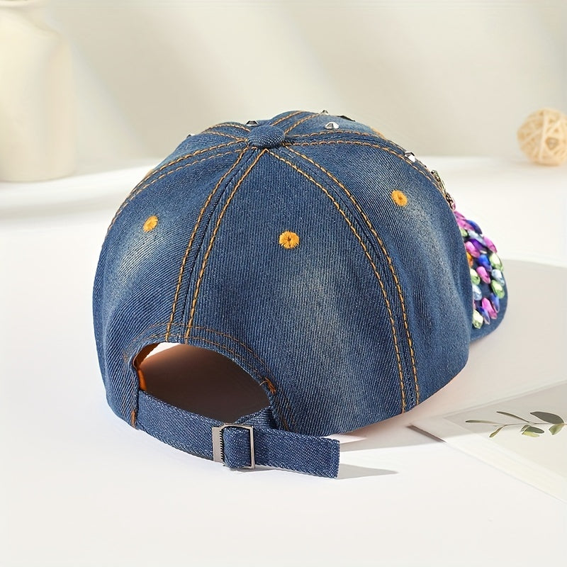 Y2K Rhinestone SEXY Patch Baseball Cap Denim Sports Hat