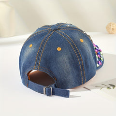 Y2K Rhinestone SEXY Patch Baseball Cap Denim Sports Hat