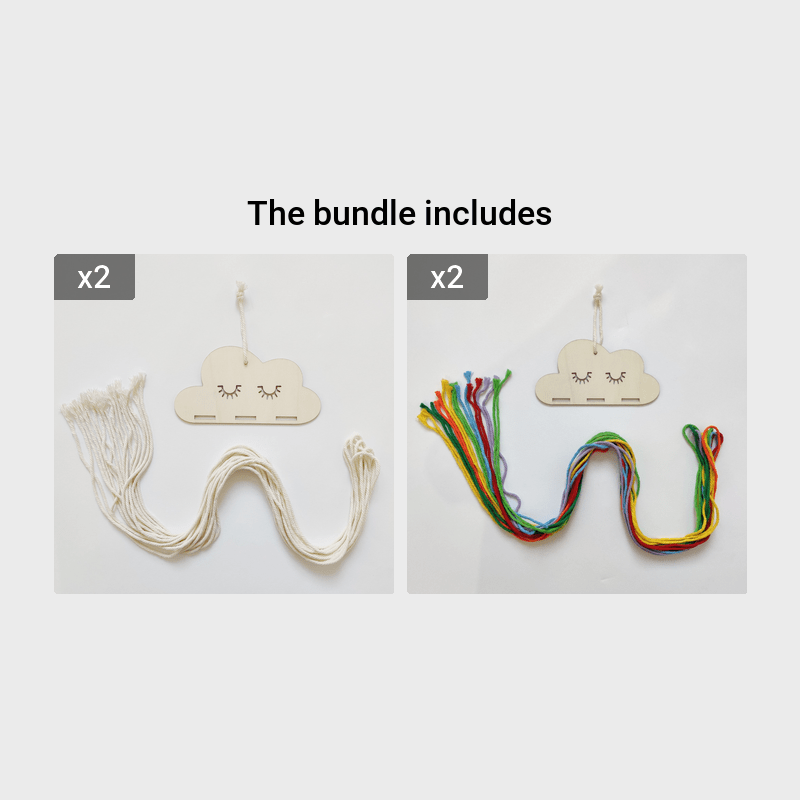 DIY Cloud Wood Chip Hair Clips Storage with 6 Storage Rope