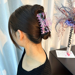 Y2K Acrylic Flower Hair Claw Clip Clear Hair Clamp Clip