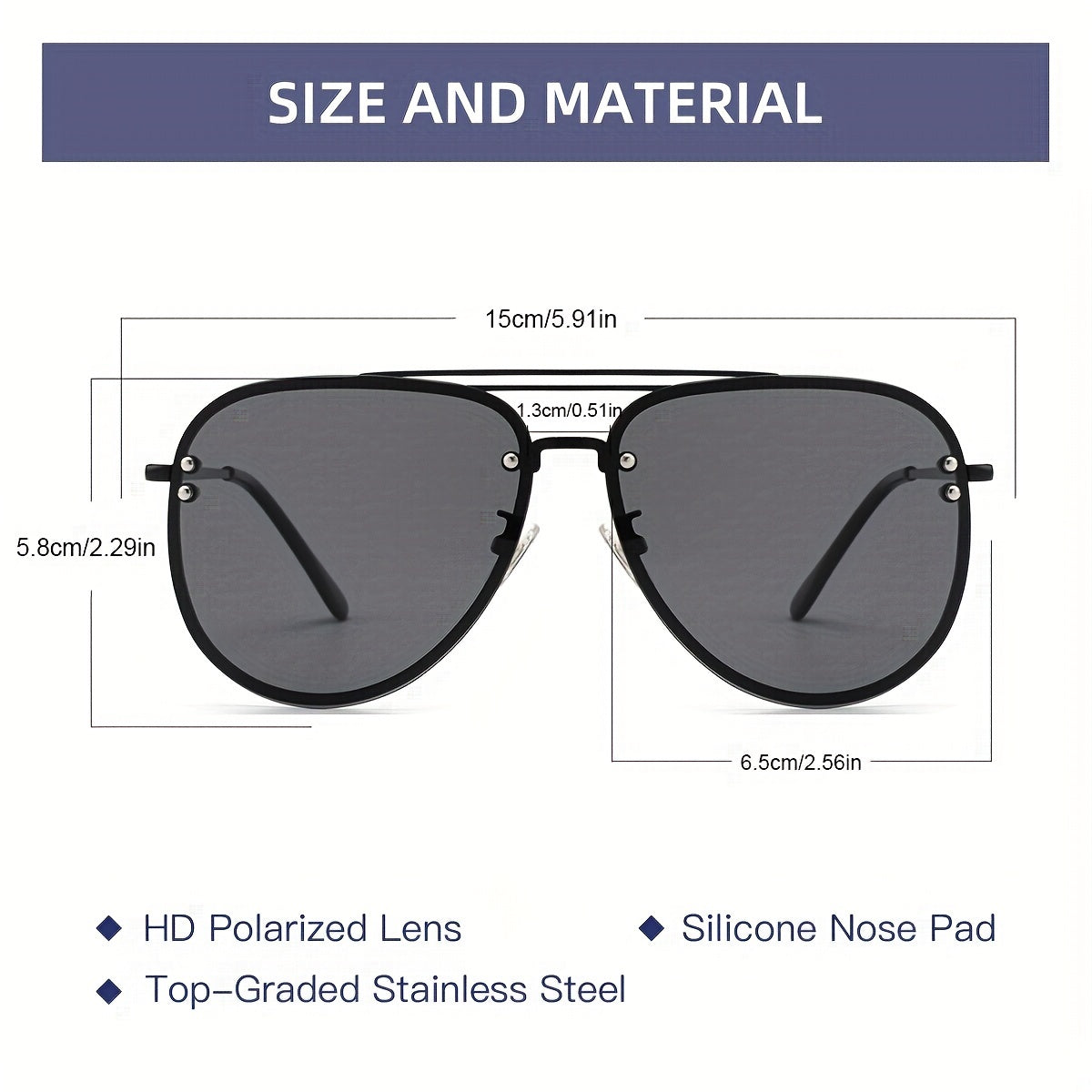 OUWEN Large Rimless Aviator Sunglasses For Men Women