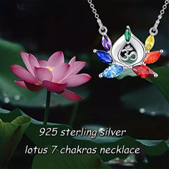 7 Chakra Lotus Pendant Yoga Chakra Healing Stone Necklace
