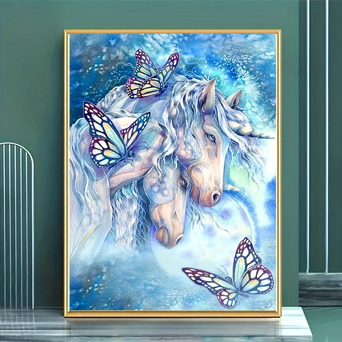 Unicorn & Butterfly Canvas Painting Poster for Home Wall Decoration
