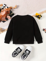 Kids Excavator Thermal Sweatshirt A LITTLE DIRT NEVER HURT Print