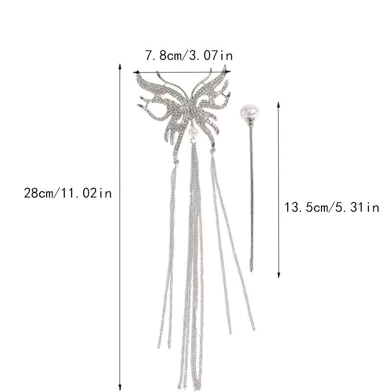 Vintage Tassel Faux Pearl Hairpin Chinese Style Hair Claw Clip