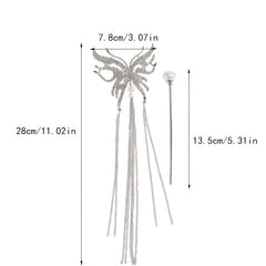 Vintage Tassel Faux Pearl Hairpin Chinese Style Hair Claw Clip