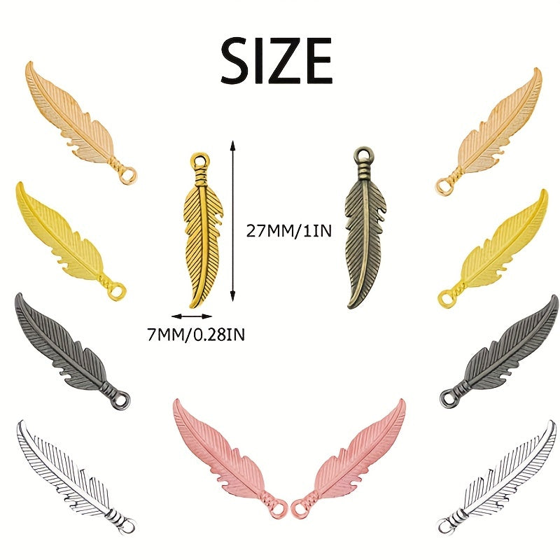 30pcs Alloy Feather Charms Pendants for DIY Jewelry Making Bracelet Necklace