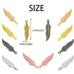 30pcs Alloy Feather Charms Pendants for DIY Jewelry Making Bracelet Necklace