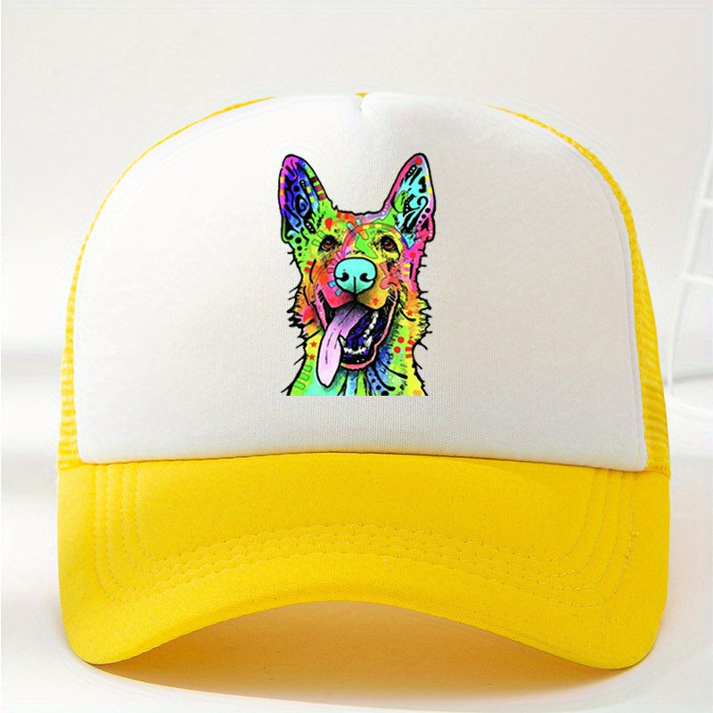 Y2K Rainbow Wolf Baseball Cap Mesh Trucker Dad Hat for Women