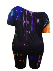  Painting Print Tee & Shorts Set