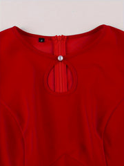  Solid Knot Short Sleeve Casual Dress