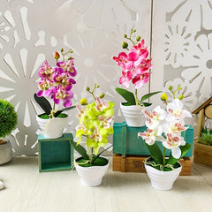 Orchid Bonsai with Pot Simulation Flower for Home Decor