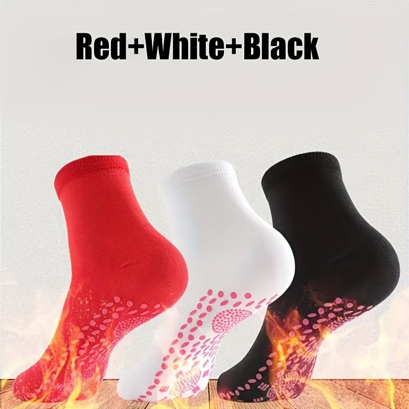 3 Pairs Massage Crew Socks Foot Warmer Sweat-absorbing Anti-odor Size 6.5-9.5