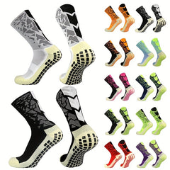 Anti Slip Silicone Bottom Mid Calf Athletic Socks For Football