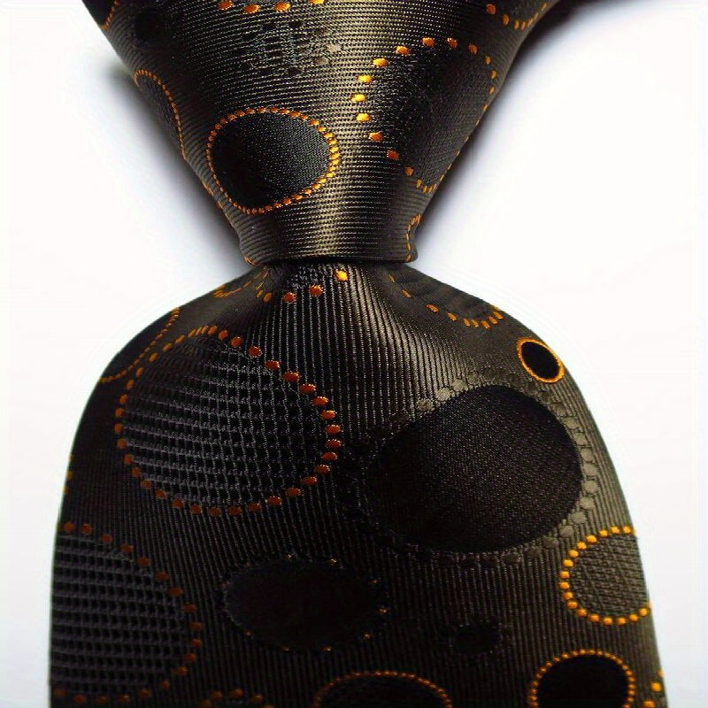 Men's Classic Printed Dot Tie Brown Purple Flower Business Wedding Tie