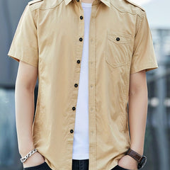 Men's Chest Pocket Short Sleeve Shirt Casual Comfy Shirt For Summer