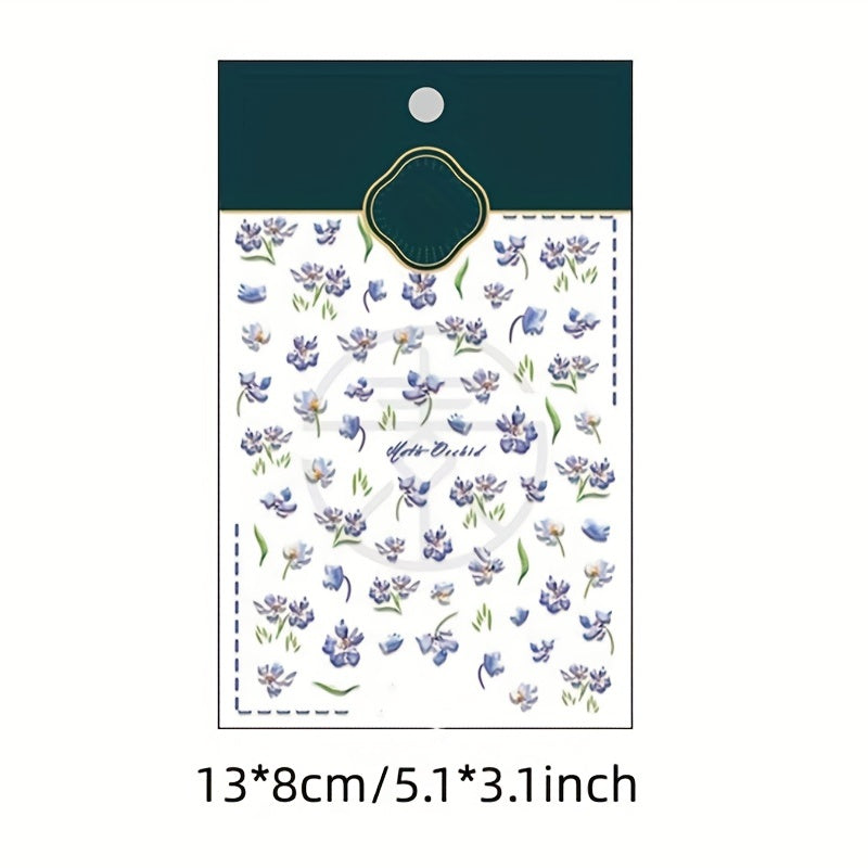 Elegant 3D Orchid Nail Art Sticker for Manicure
