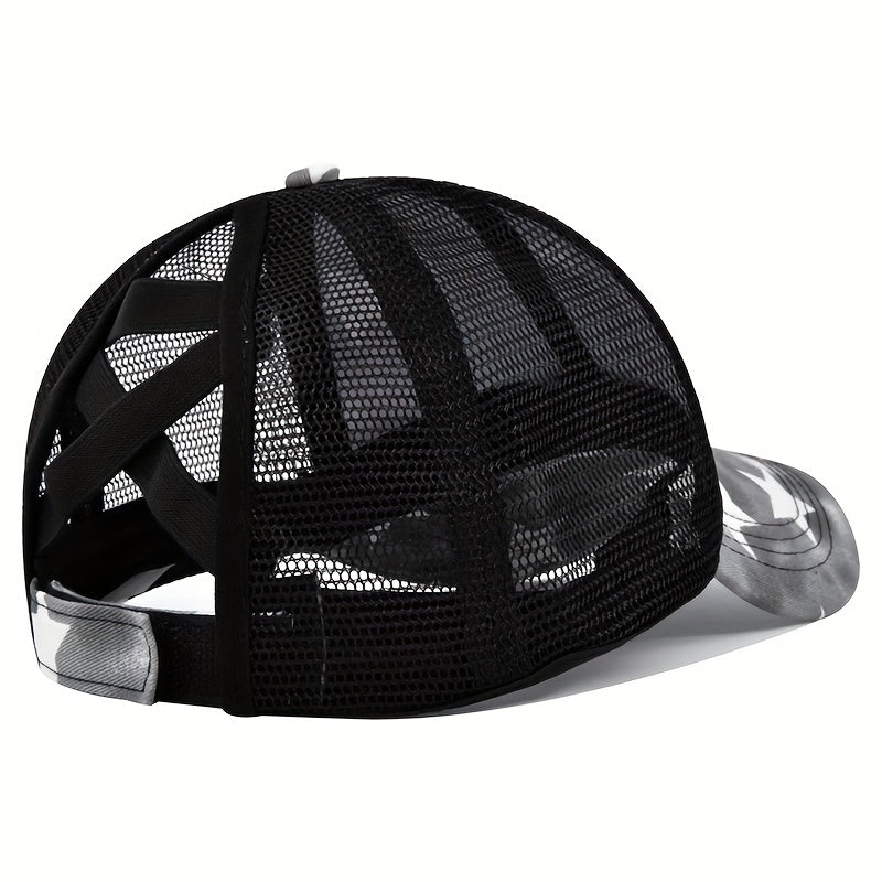 Pentagram Tie Dye Ponytail Baseball Cap Flag Embroidery Sports Hat