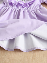 Baby Girls Flowers Pattern Dress Princess Dresses Summer Puff Sleeves Dresses