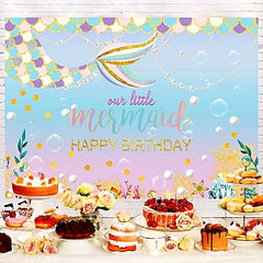 Mermaid Party Background Cloth Birthday Party Decoration Supplies
