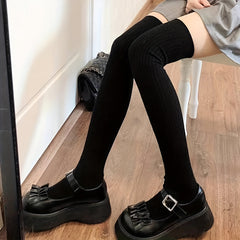 Ribbed Thigh High Socks Comfy Over The Knee Stockings