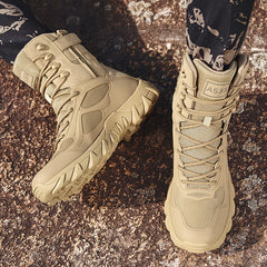 Men's High Top Tactical Boots - Lace Up Outdoor Footwear