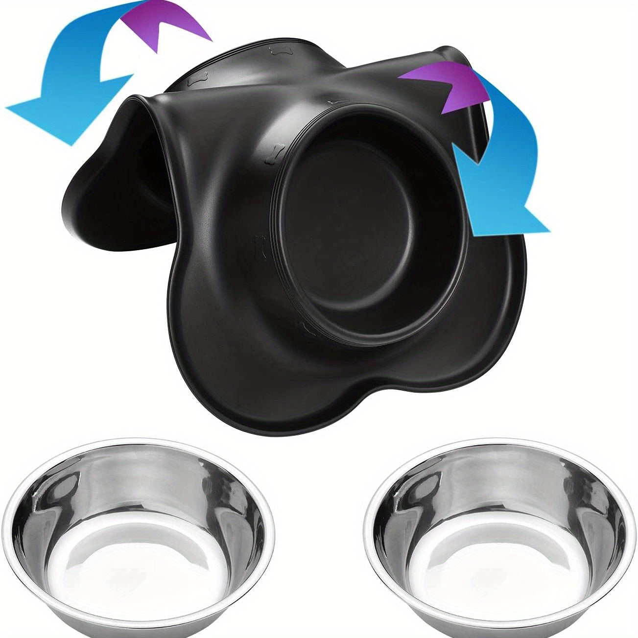 Stainless Steel Double Dog Bowl with No Spill Silicone Mat