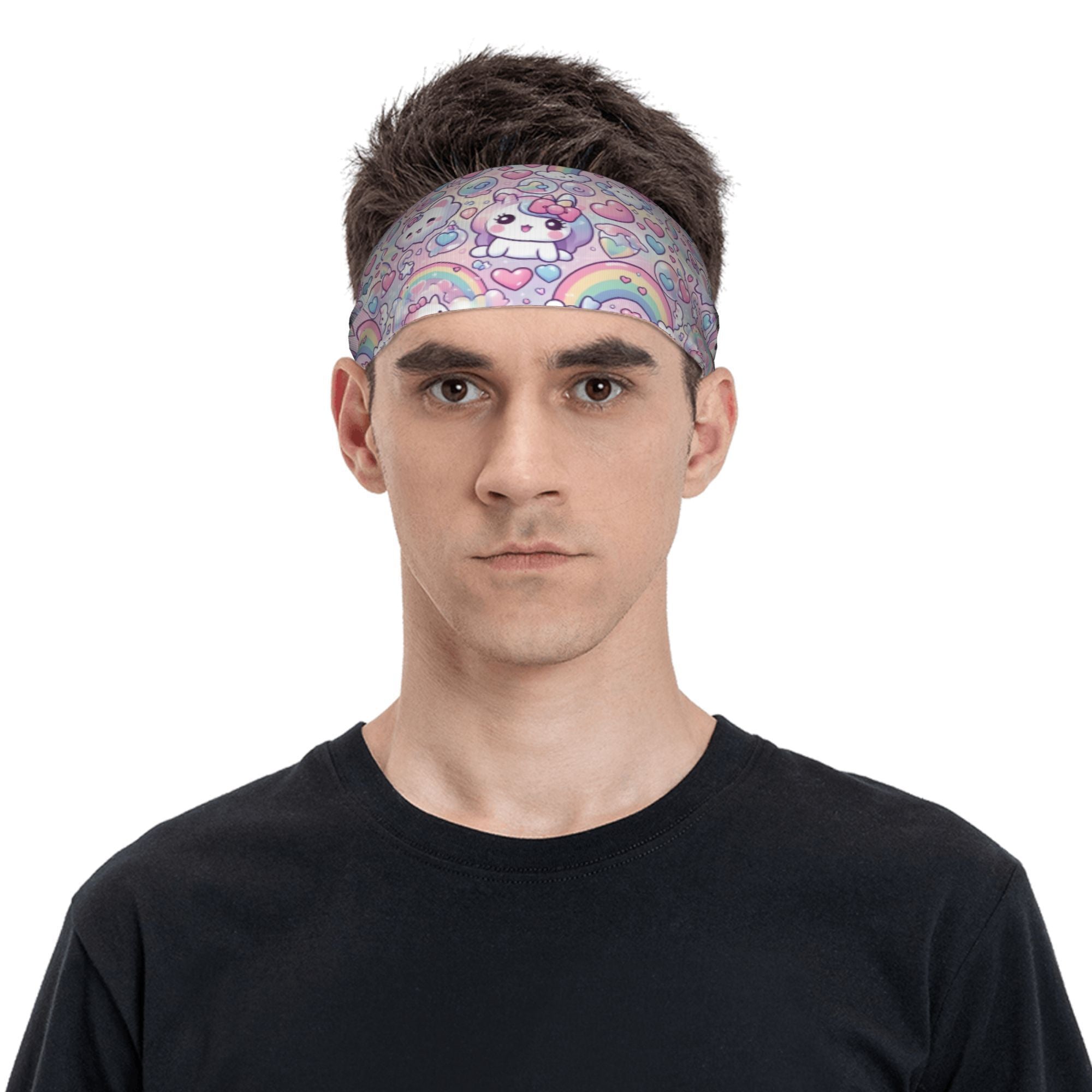 Rainbow Cartoon Character Sports Headband Sweat Wicking Stretchy & Breathable