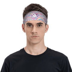 Rainbow Cartoon Character Sports Headband Sweat Wicking Stretchy & Breathable