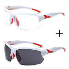 2pcs Men's Casual Goggles Transparent Lens Sports Sunglasses UV400