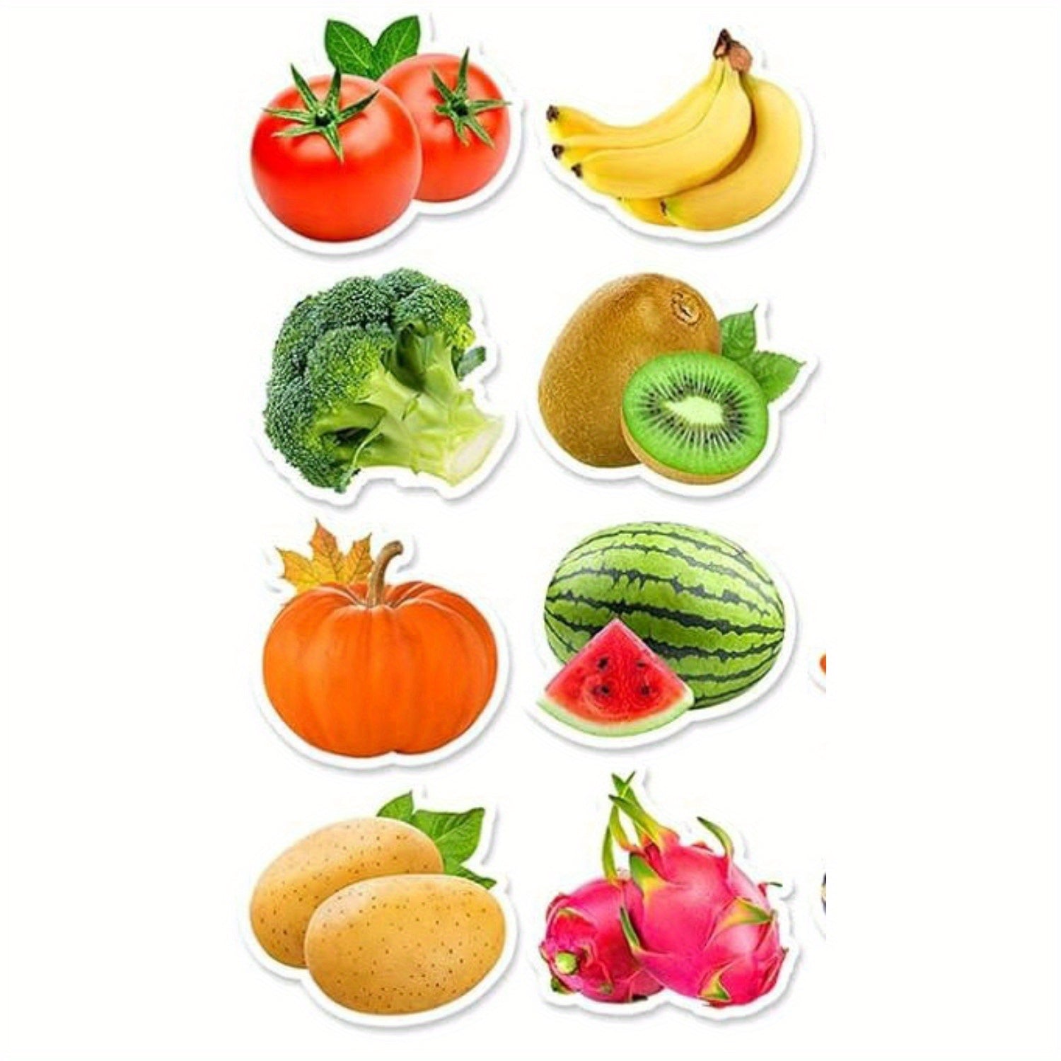 500pcs Fruit Vegetable Stickers 8 Styles Food Stickers Colorful Waterproof