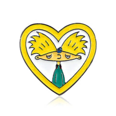 Heart Shaped Boy Brooch Cartoon Design
