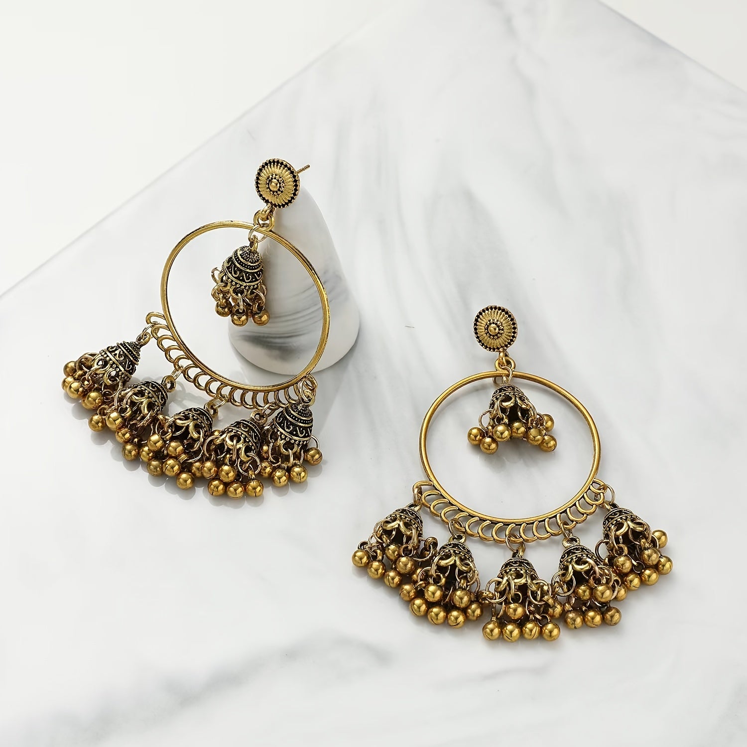 Vintage Indian Hoops Jhumka Earrings - Female Jewelry