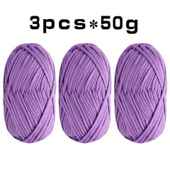 3pcs Solid Colored Yarn for Knitting & Crocheting, Cotton Nylon Blended