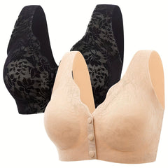 2pcs Lace Wireless Push Up Bras Women's Lingerie