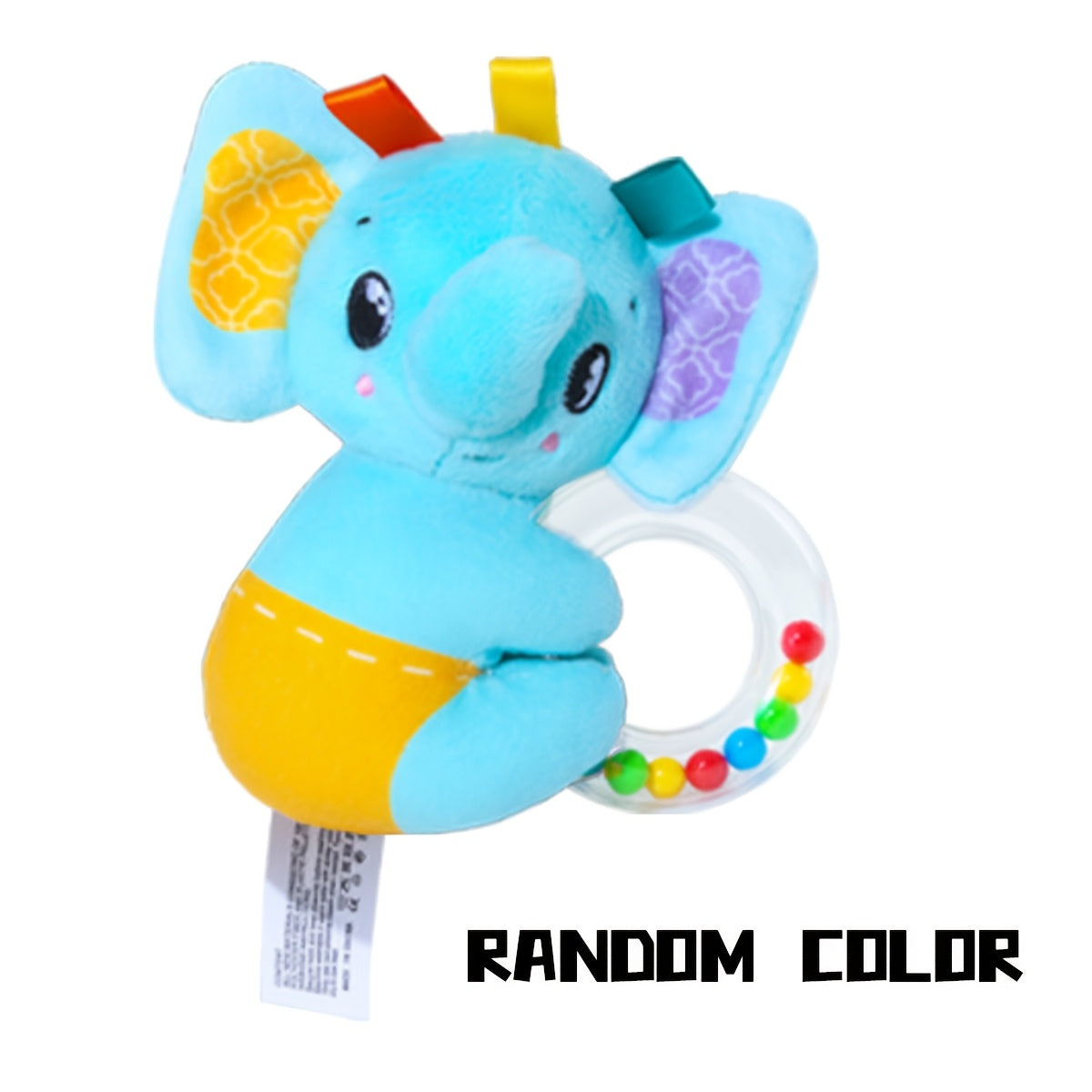 Baby Bell Elephant Plush Sensory Toy with Bells & Buttons Multicolor