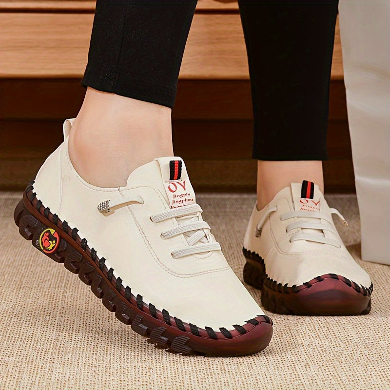 Women's Lace Up Slip On Flat Loafers Lightweight Non Slip Shoes