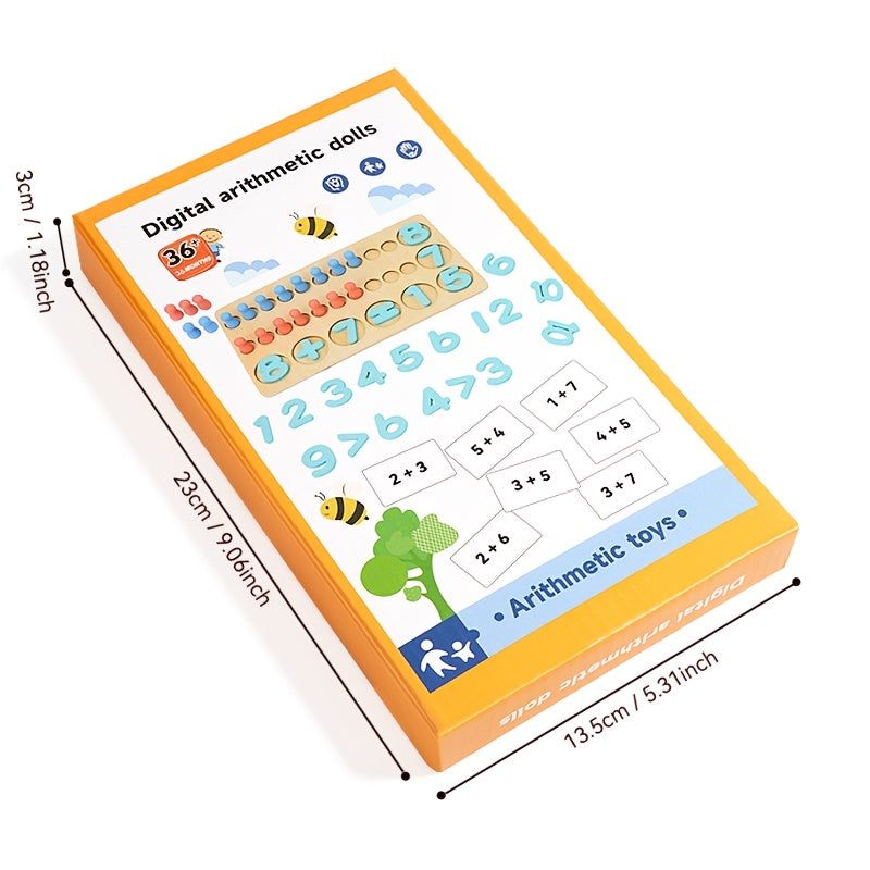 Wooden 20 Tablet Red Math Counter Board Educational Toy