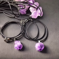 Men's Amethyst Pendant Necklace DIY Raw Stone Jewelry