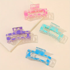 4pcs Hollow Rectangle Hair Claw Solid Shark Claw Hair Accessories