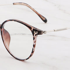Leopard Print Round Frame Anti Light Glasses