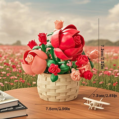 Building Blocks Flower Basket Eternal Bouquet Assembly Toys
