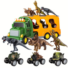 3 Dino Figures & 3 Monster Cars Light & Sound Friction Toy Set